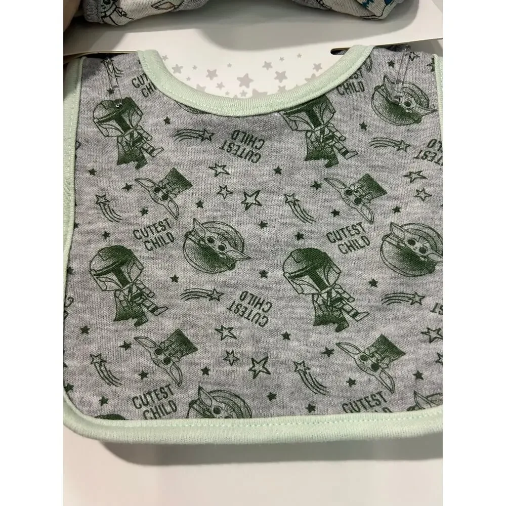Star Wars The Mandalorian NWT 3 Pack Bib Set w/ Grogu Artwork Cutest Child